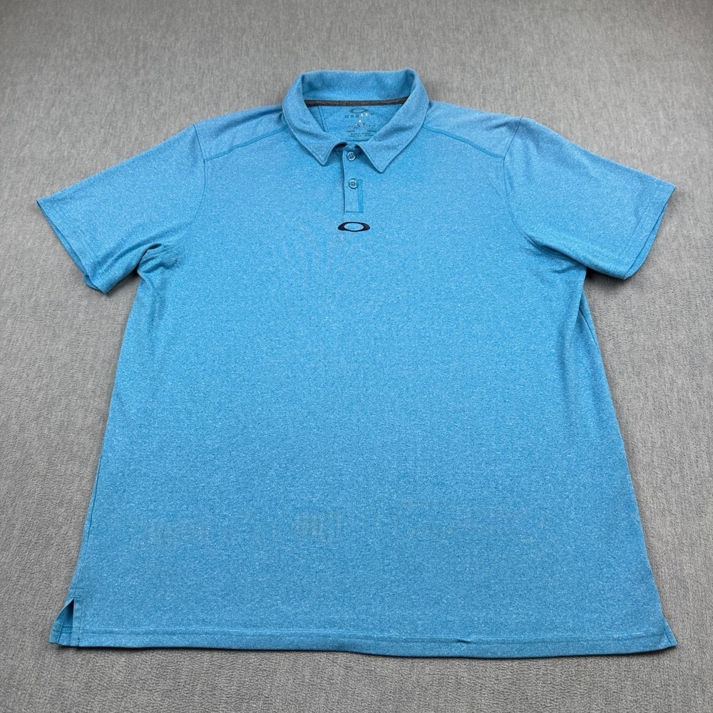 Oakley Polo Shirt Men XL Blue Heather Golf Performance Athletic Regular Fit